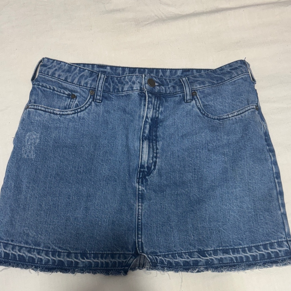 Free People Slightly Distressed Blue Mini Skirt
